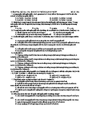 Đề kiểm tra trắc nghiệm 15p học kì II Sinh học lớp 12